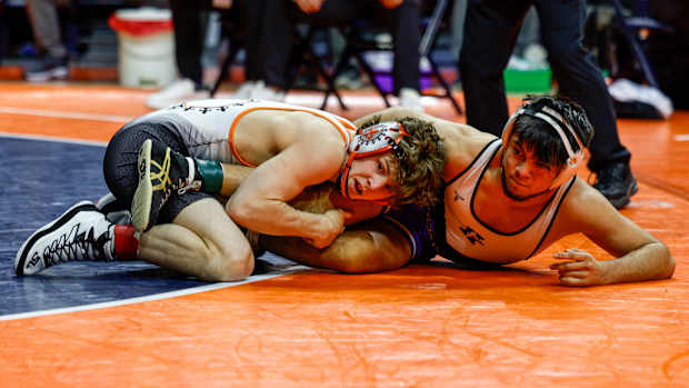 St. Charles East senior wrestler Ben Davino